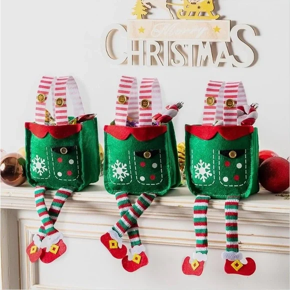 6 Christmas themed elf treat bags NEW - Picture 5 of 6